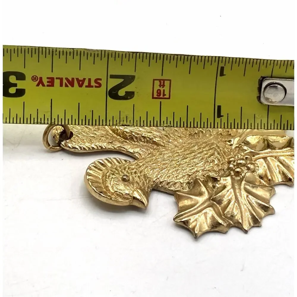 Signed Gerry’s Vintage Gold Tone Bird Pendant Textured Figural 2x3”